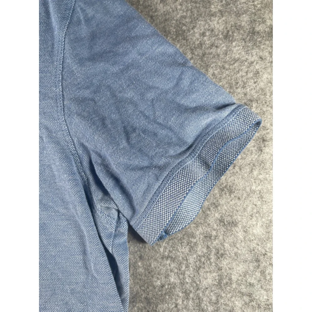 Banana Republic Mens Organic Cotton Pique Polo Shirt Blue Elephant Logo Large